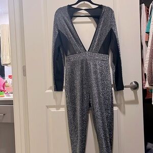Silver Glitter/Mesh Body Suit